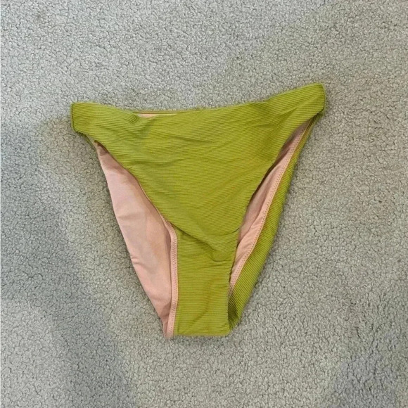 New with tags J crew green Ribbed high-rise cheeky bikini bottom in size xxs - Picture 1 of 5